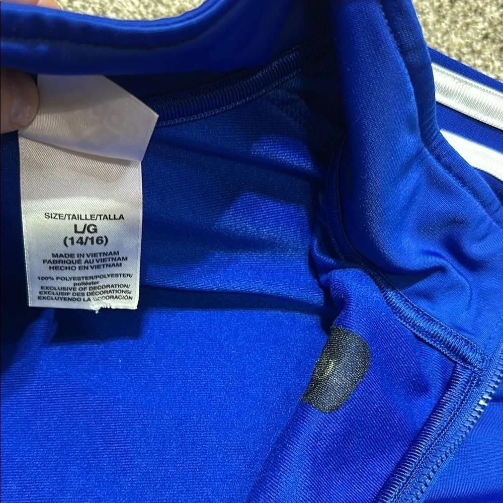 Adidas Royal Blue Track Jacket with White Stripes kids youth 14/16